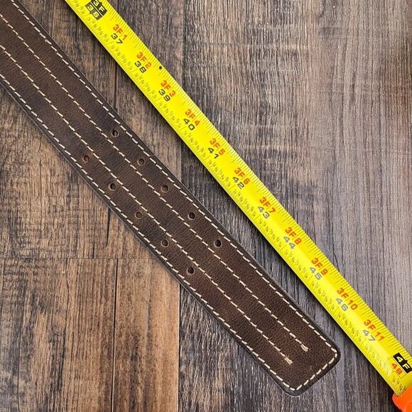 VTG Y2K Aeropostale Leather Belt Double Prong Distressed Rugged Size Large Brown - Picture 13 of 16